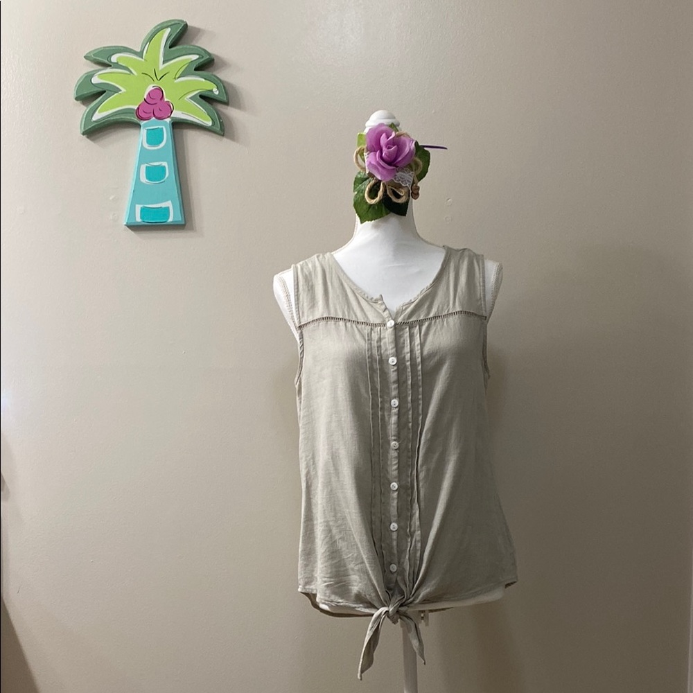 New Directions Sleeveless  Tie-Front Blouse